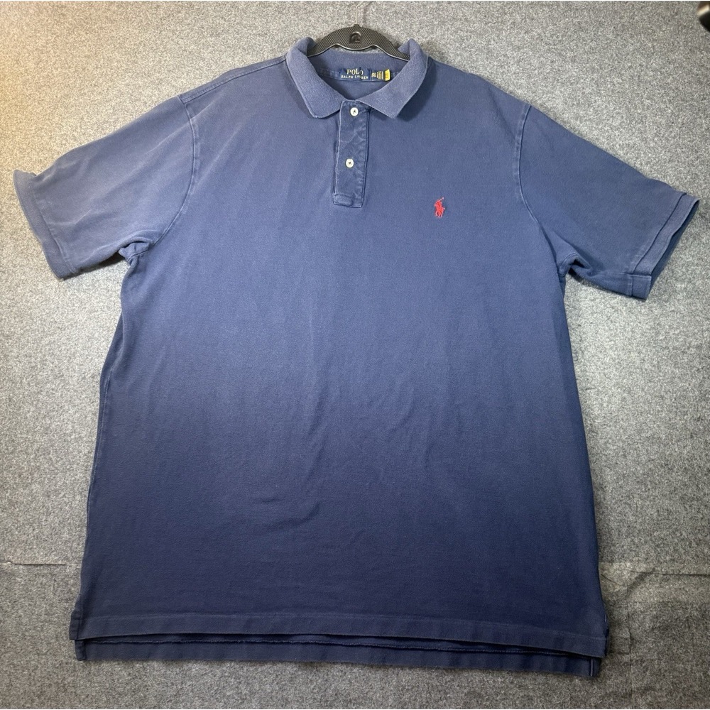Polo Ralph Lauren Classic Fit Mesh Polo Shirt Navy Blue 2XLT